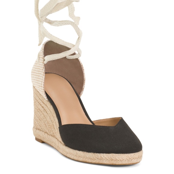Reformation Shoes - Reformation Camille Espadrille Black Wedge Platform Sandals for Women NWT Size10